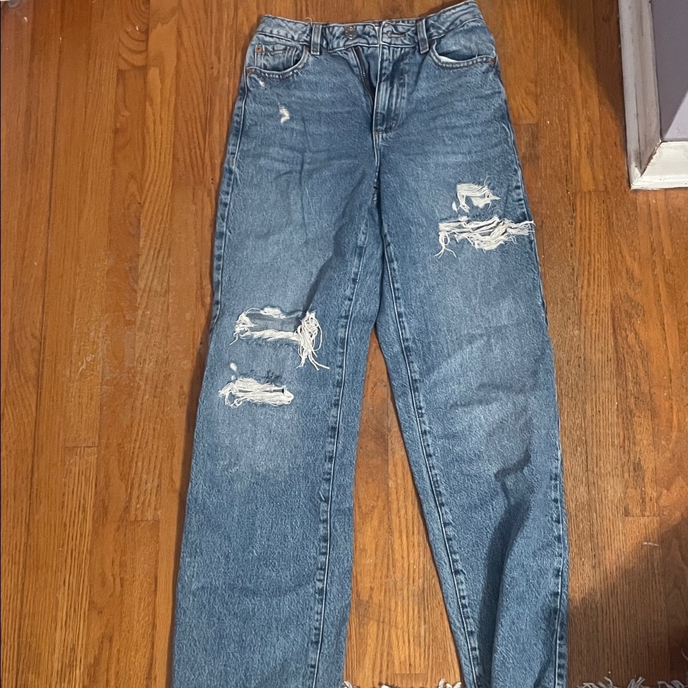 Distressed Blue Jeans